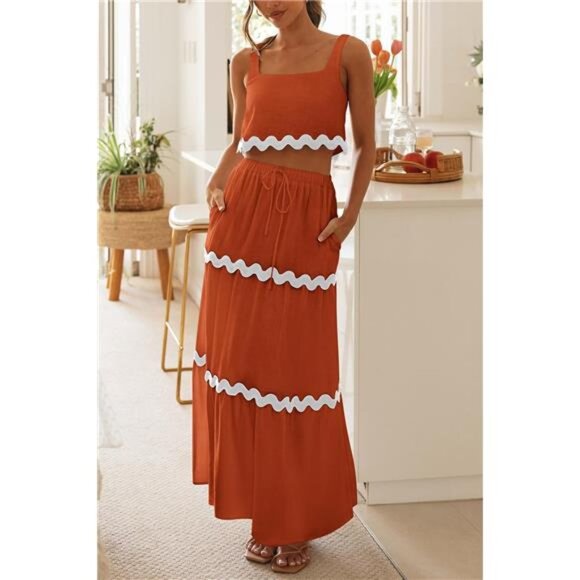 NEW Women's 2-Piece Summer Beach Outfit – Sleeveless Cropped - Picture 3 of 6